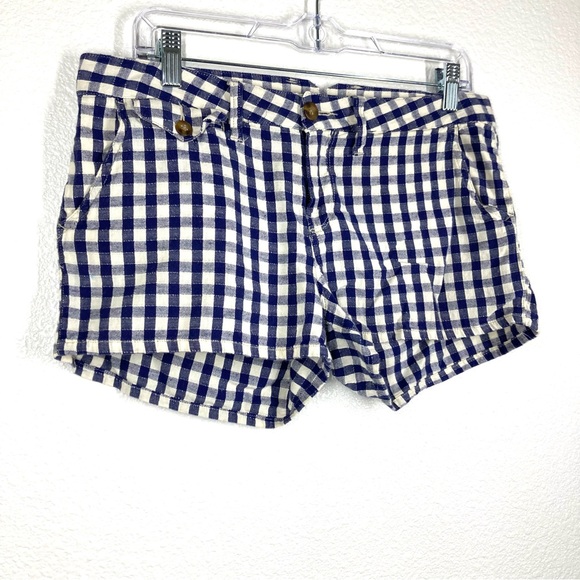 Lucky Brand Shorts Dispatcher Gingham 29 Navy Cotton Linen - Picture 4 of 16